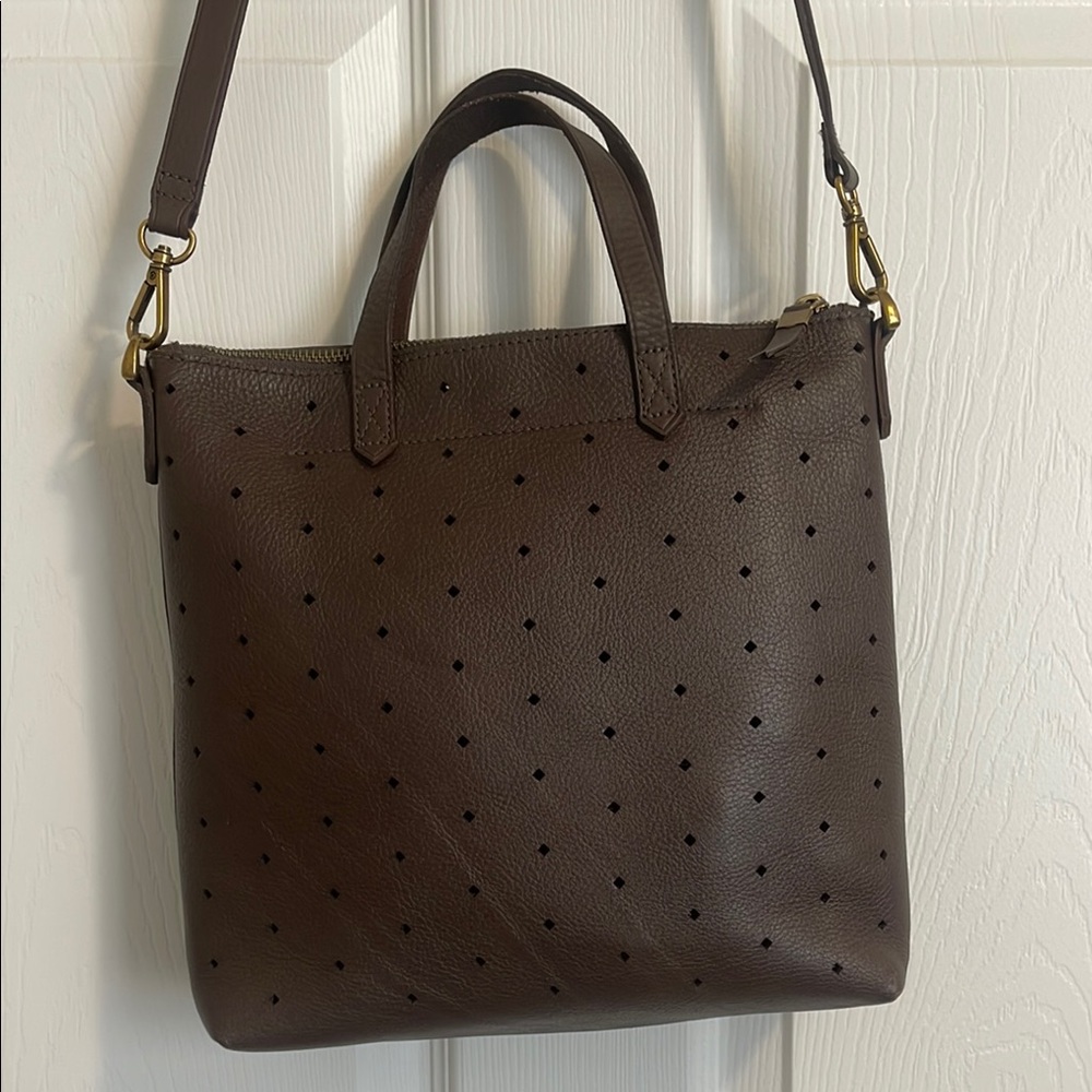 Madewell Transport crossbody Brown Perforated Leather